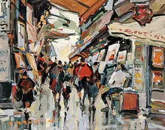 Serge Brunoni, Quebec, Rue du Tresor, oil on canvas