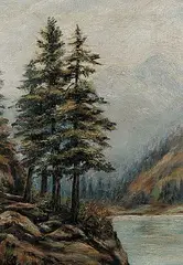 Emily Carr, Untitled - Sproat Lake [Klitsa Mountain], 1908, oil on wood board