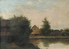 Alexander M Fleming, Untitled - The Farm on the Lake, oil on canvas