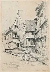Clarence Gagnon, Rue A Caudebec En Caux, 1905, etching on paper