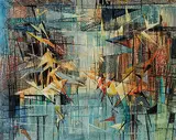 Peter Haworth, Light on the Leaves, oil on wood board