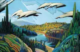 James Edward Hergel, Sunlit Hillside, Madawaska River Valley, 1991, 1991, oil on wood board