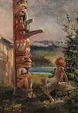 John Innes, Untitled - Spirit of the Totem, oil on wood board