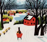 Maud Lewis, Untitled - Horse Drawn Sleigh in Winter, enamel on paper board