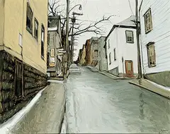John Caruthers Little, Cote Ste. Marie, Quebec, Epicerie Dion, 1970, oil on canvas