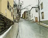 John Caruthers Little, Cote Ste. Marie, Quebec, Epicerie Dion, 1970, oil on canvas