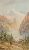 Thomas Mower Martin, Lake Louise and Mount Aberdeen, watercolour on paper