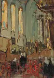 Henrietta Mabel May, Untitled - Inside a Quebec Church, oil on wood panel