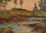 Henrietta Mabel May, Untitled - Quebec Stream, oil on wood panel