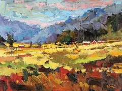 Nestled in the Hills by Neil Patterson, oil on wood board, sold Nov 2007