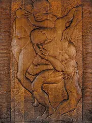 Jacques Tremblay, Untitled - Two Figures - Rites of Spring, cedar carving
