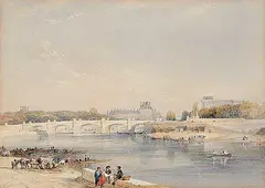 Edward Duncan, Pont de la Concorde et Tuilleries Gardens, 1840, watercolour on paper