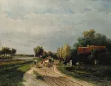 Paul Joseph Constantine Gabriel, Untitled - A Cattle Wagon on a Road at Dusk, 1859, oil on canvas