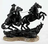 Elie Hazak, Untitled - Catching the Wild Horse #21/30, 1977, bronze sculpture on marble base