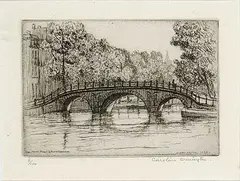 Caroline Armington, Un Petit Pont A Amsterdam #9/100, 1926, etching on paper