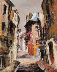 Andre Besse, Untitled - Old Montreal, 1970, oil on canvas