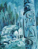 Nell Mary Bradshaw, Pole of Kitwancool [belonged to Chief Wudahayets of Frog Clan], oil on hard board