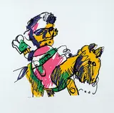 Herman Brood, Untitled - Man on a Horse #E.A., colour silkscreen on paper