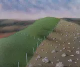 John Kenneth Esler, Untitled - Fence on the Hill, 1984, acrylic on hard board