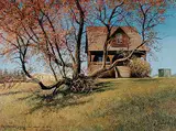 Josef Friedl, Edmonton Scene - House 23 Ave., 1976, oil on wood board
