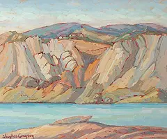Ellen Kirk Grayson, Clay Cliffs, Penticton, oil on canvas board