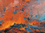 Robert Guest, Forest Fire Impression 28/86, 1986, oil on wood board