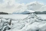 Alfredo Guzman-Schwartz, Maligne Lake With Snowdrifts, 1984, watercolour on paper