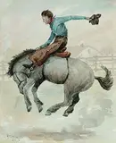 W. St. John Miller, Untitled - Bronc Rider, 1942, watercolour on paper