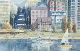 Richard Morris, Untitled - Sailboats in English Bay, watercolour on paper