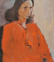 Model in Red by Dennis O'Connor, oil on wood board, sold Nov 2007