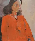 Dennis O'Connor, Model in Red, oil on wood board