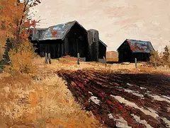 Peter Etril Snyder, Water In Furrows, oil on wood board