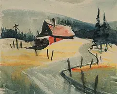 John Benjamin Taylor, Untitled - The Red House near Jasper, 1951, watercolour on paper