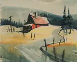 John Benjamin Taylor, Untitled - The Red House near Jasper, 1951, watercolour on paper