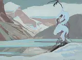 Ina D.D. Uhthoff, Untitled - Lake Louise in Winter, gouache on paper board