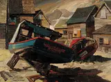 James A. Wood, Untitled - In Dry Dock, oil on canvas board