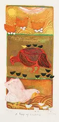 Judith Bledsoe, A Peep of Chickens #174/300, colour lithograph on paper