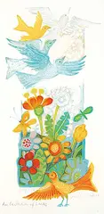 Judith Bledsoe, An Exaltation of Larks #242/300, colour lithograph on paper
