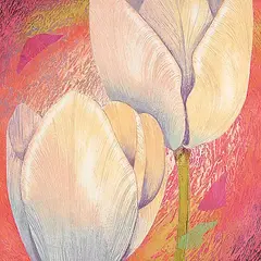 Mikuláš Kravjanský, Untitled - Tulips #82/100, 1992, hand coloured etching, embossing and collage on paper
