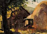 Franklin Arbuckle, The Barnyard, 1945, oil on canvas board