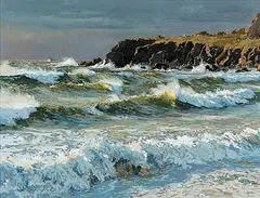 Flying Surf, Gros Morne Nat. Pk. Newfoundland at Trout River by Horace Champagne, 2002, pastel on paper, sold Apr 2007