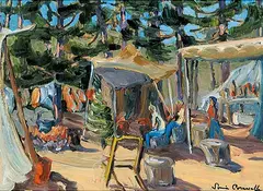 Sonia Cornwall, Anahim Campground, Chilcotim Country, 1975, oil on hard board