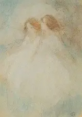 Charles de Belle, Untitled - Two Sisters, pastel on paper