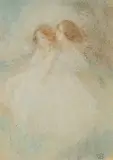 Charles de Belle, Untitled - Two Sisters, pastel on paper