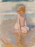 Untitled - At the Beach by Mary Alexandra Bell Eastlake, oil on canvas, sold Apr 2007