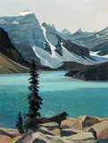 Richard Ferrier, Moraine Lake, 1977, acrylic on canvas board