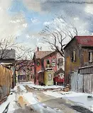 Albert Franck, Untitled - Toronto Back Alley, watercolour on paper