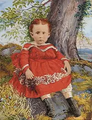Robert Ford Gagen, Untitled - The Pretty Red Dress, 1873, gouache on photograph