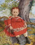 Robert Ford Gagen, Untitled - The Pretty Red Dress, 1873, gouache on photograph