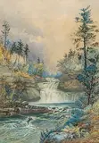 Robert Ford Gagen, Untitled - The Waterfall, 1873, watercolour on paper